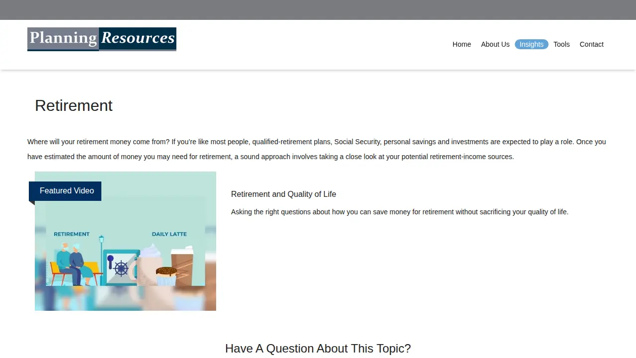 Planning Resources page