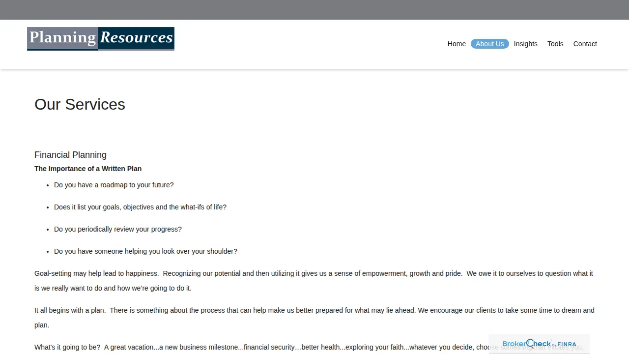 Planning Resources page