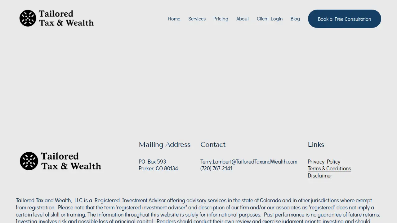 Tailored Tax & Wealth page