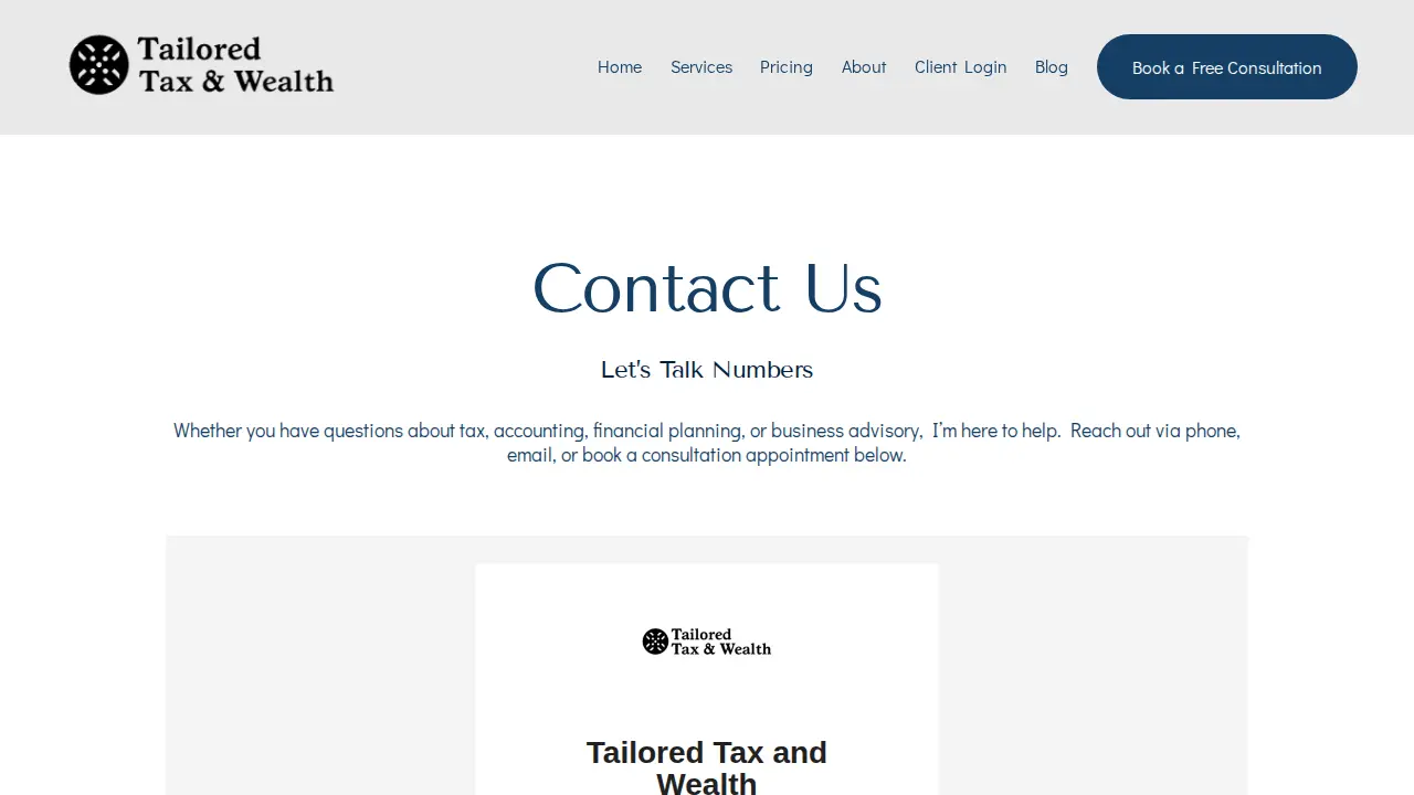 Tailored Tax & Wealth page