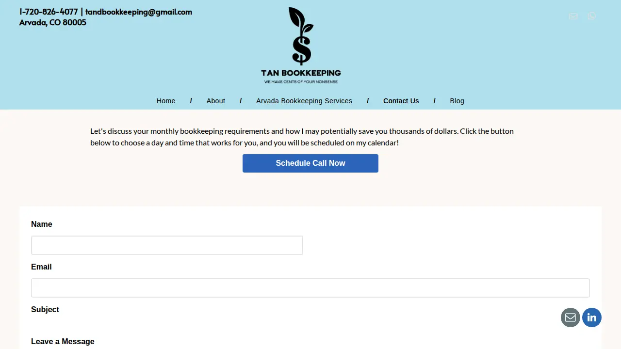Tan Bookkeeping page