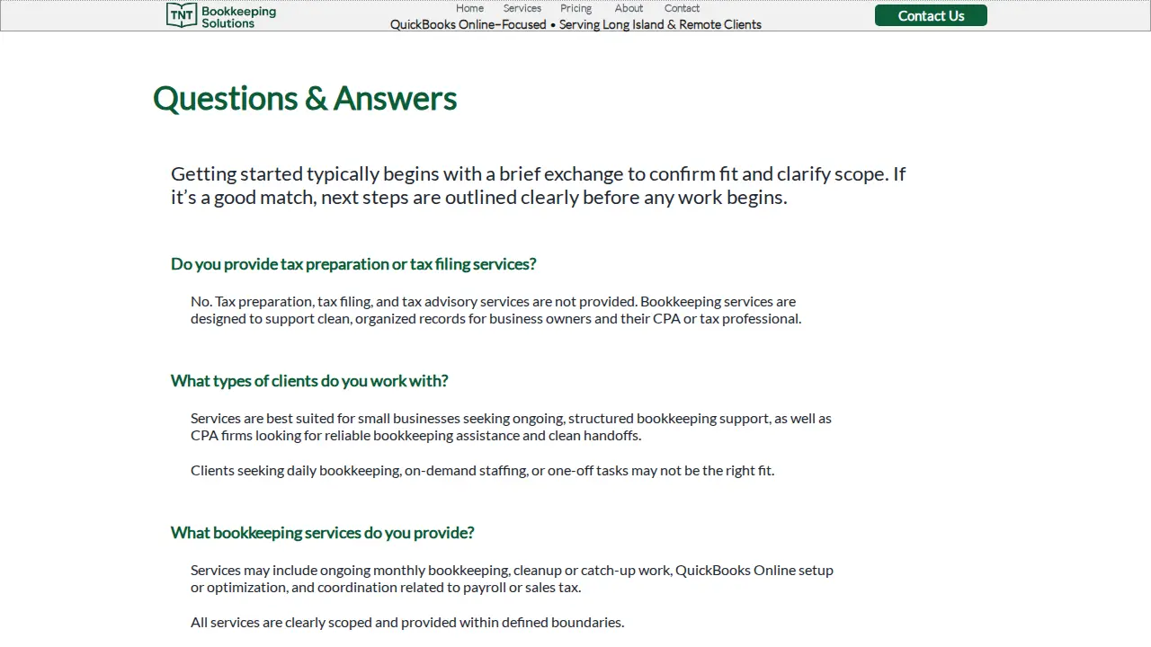 T&T Bookkeeping Solutions, Inc. page