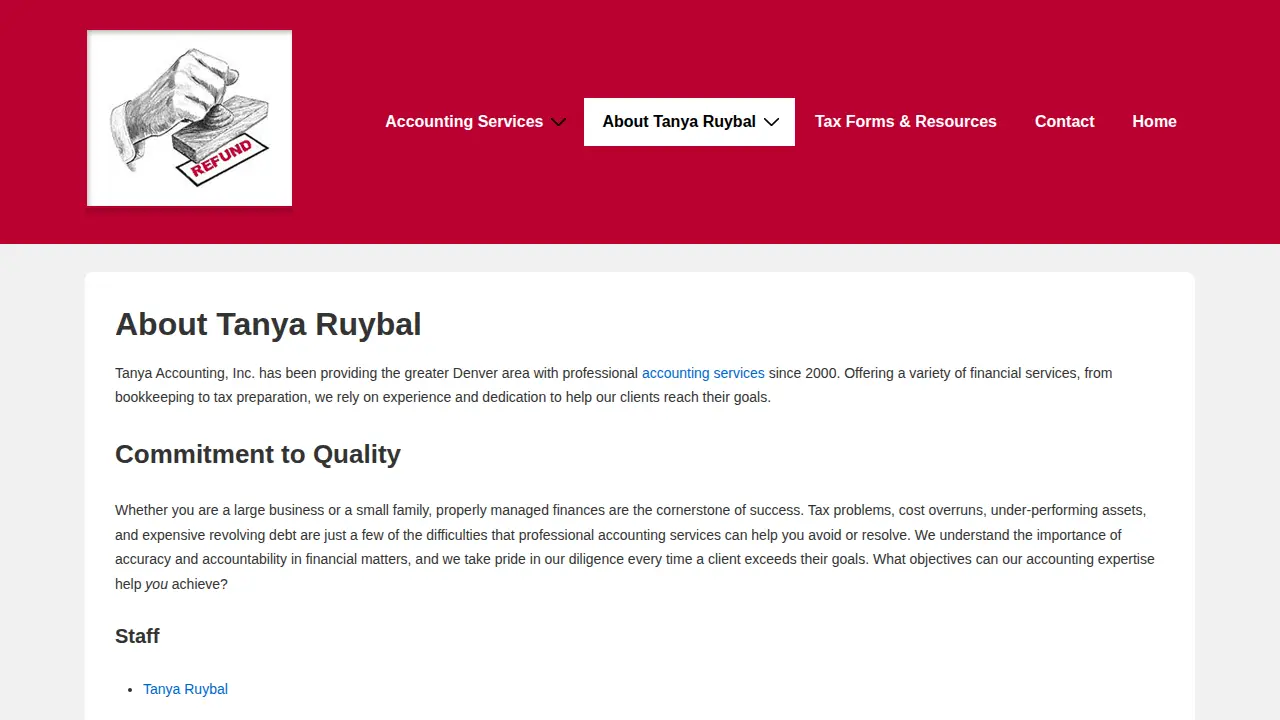 Tanya's Accounting Inc page