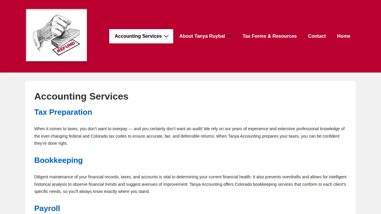 Tanya's Accounting Inc page