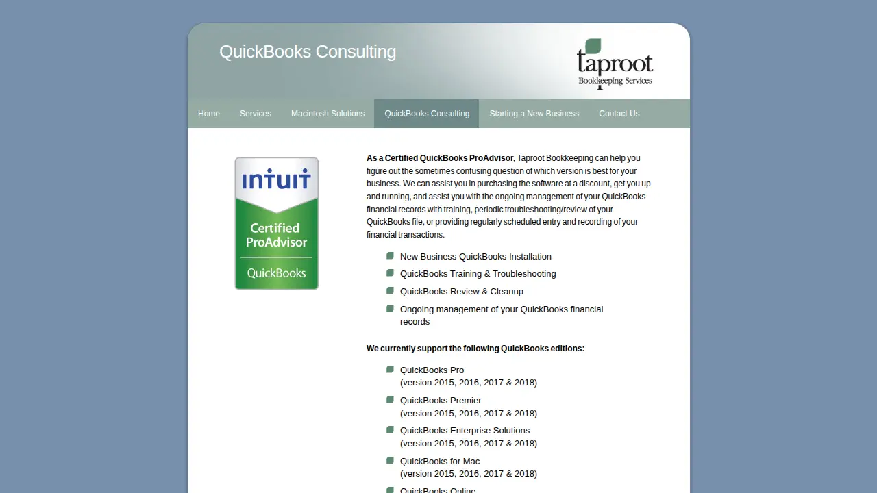 Taproot Bookkeeping page