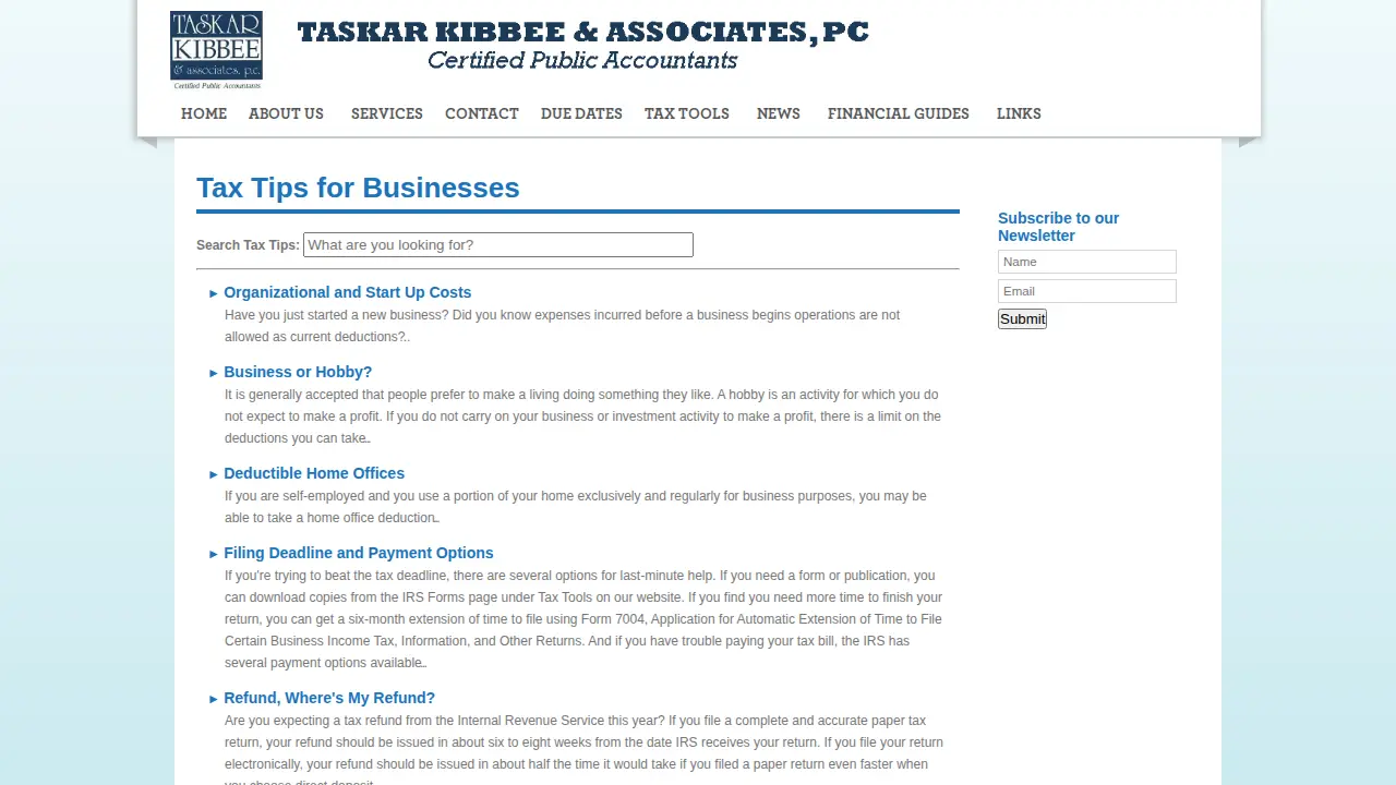 Taskar, Kibbee & Associates, P.C. page