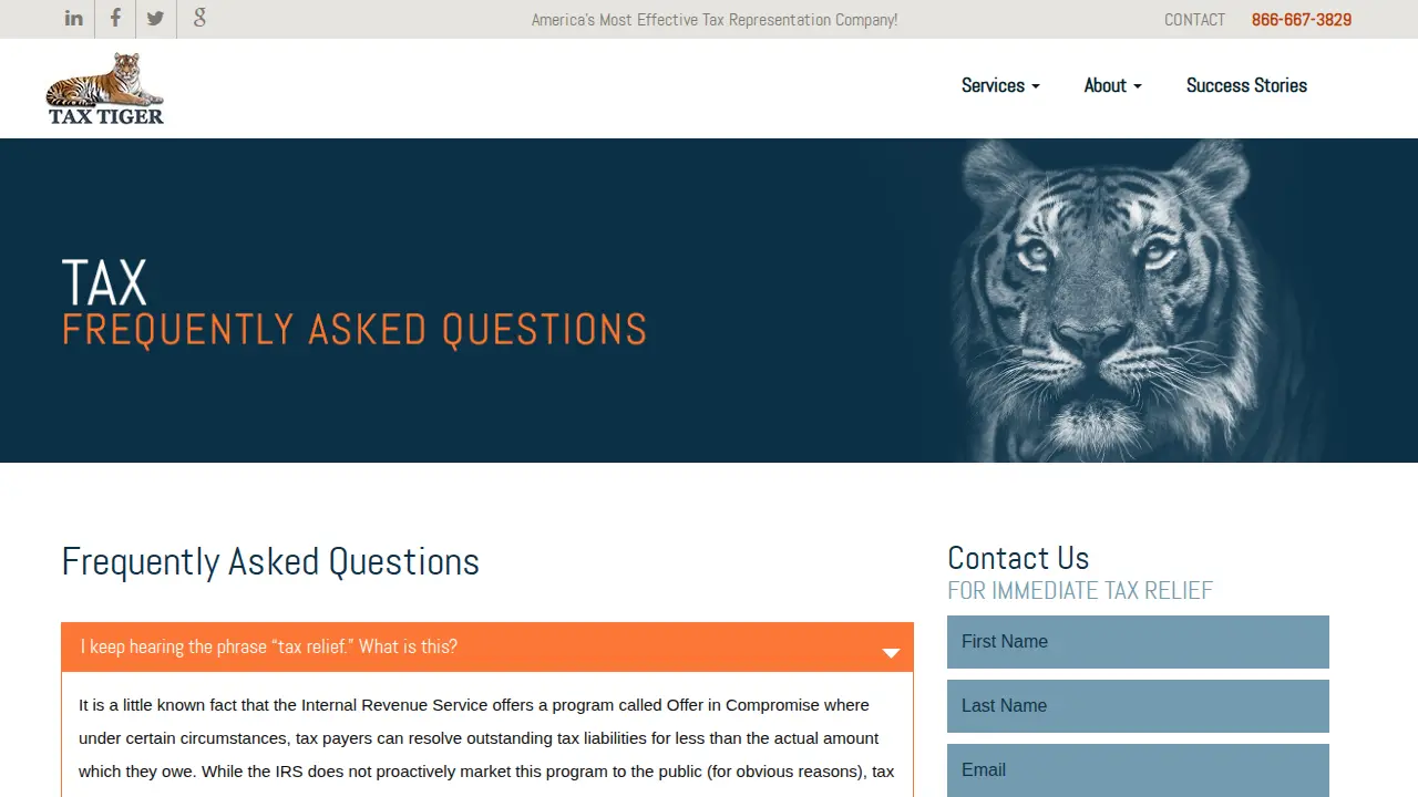 Tax Tiger page