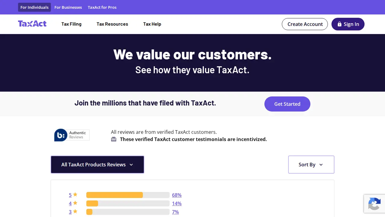TaxAct page
