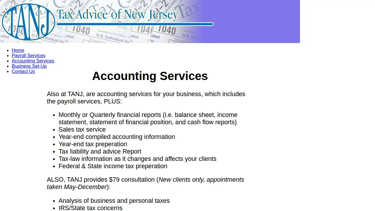 Tax Advice of New Jersey page