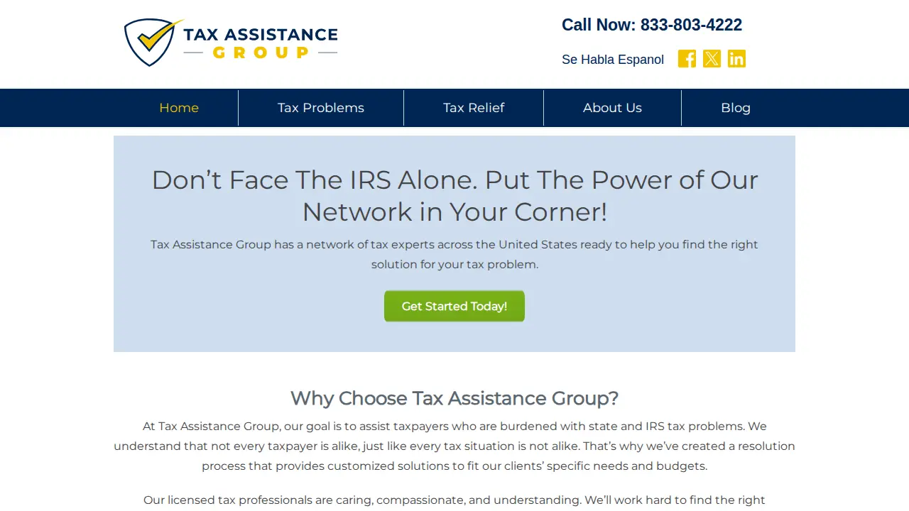 Tax Assistance Group page