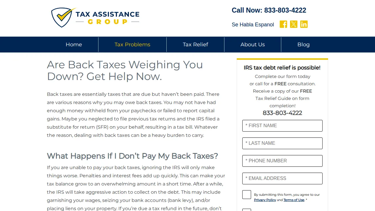Tax Assistance Group page