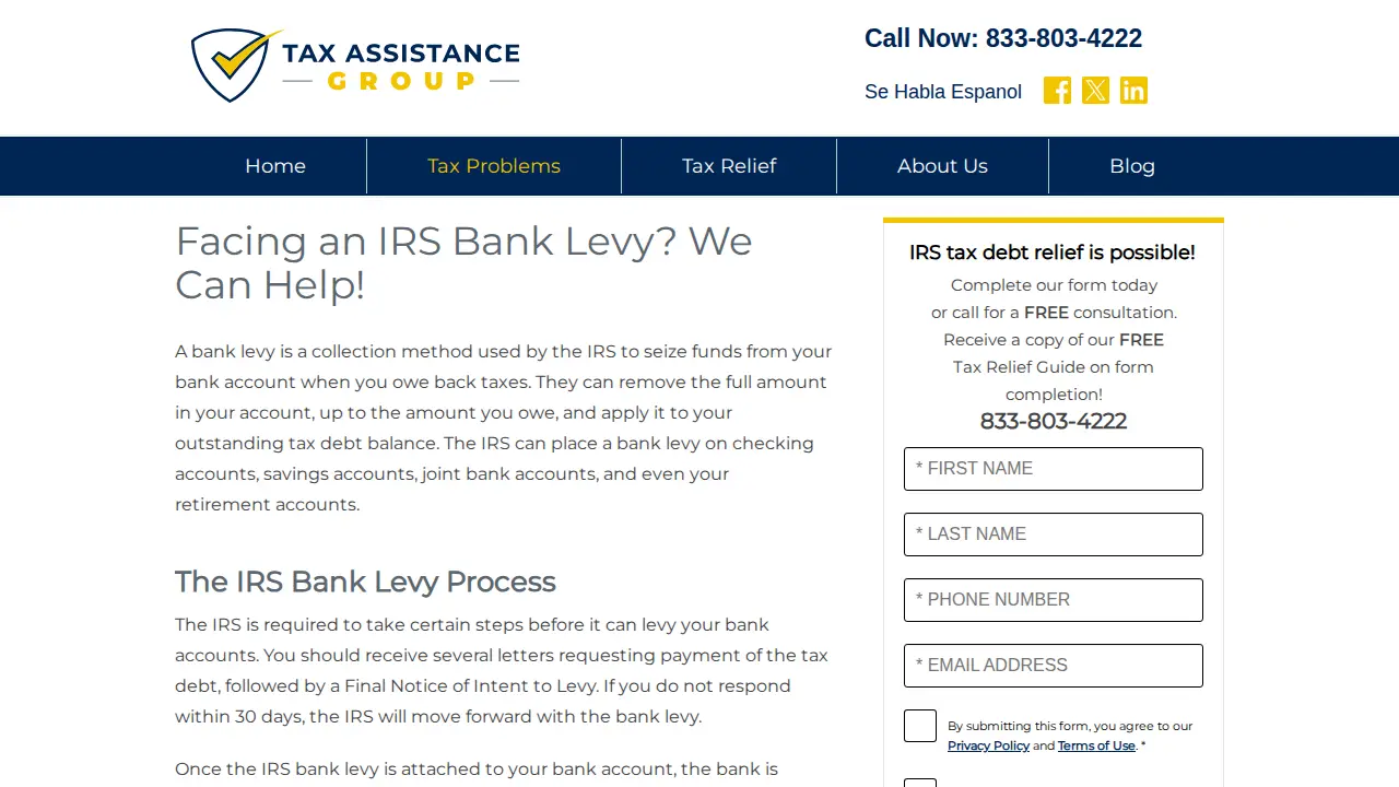Tax Assistance Group page