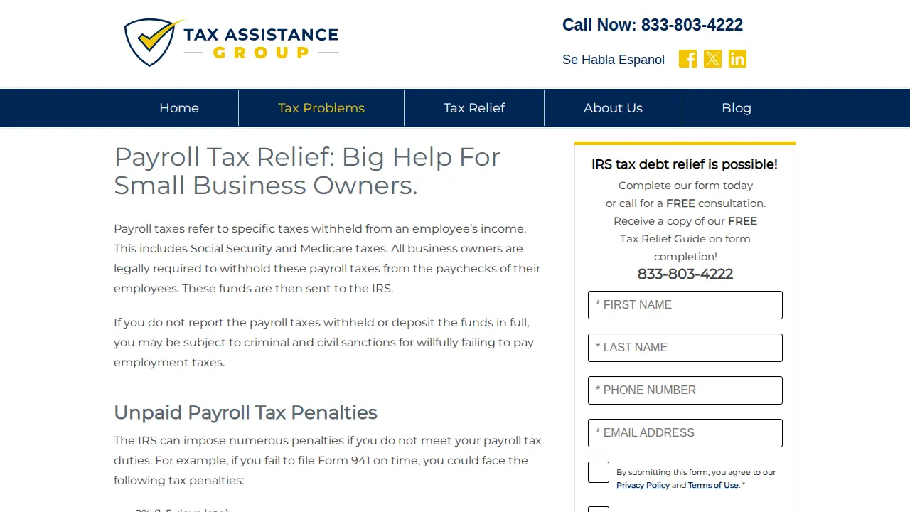 Tax Assistance Group page