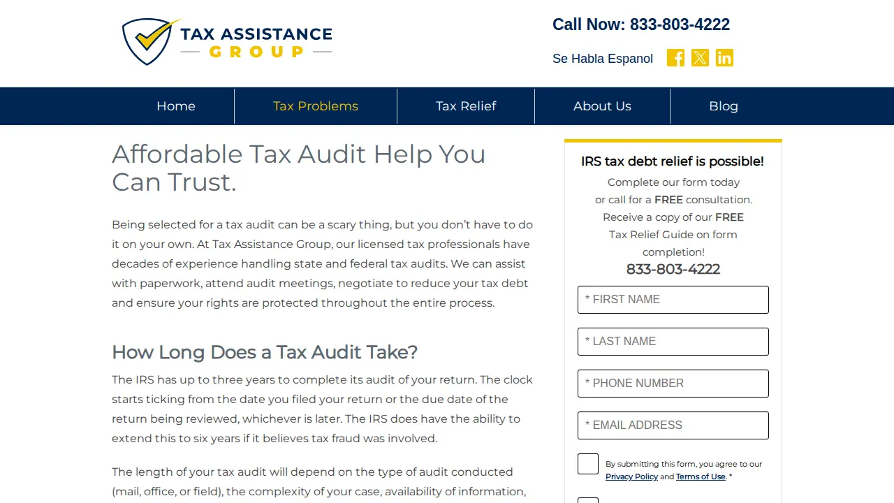 Tax Assistance Group page