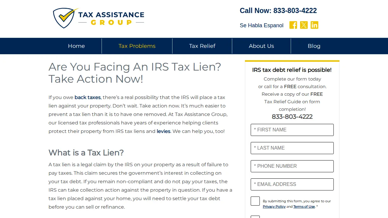 Tax Assistance Group page