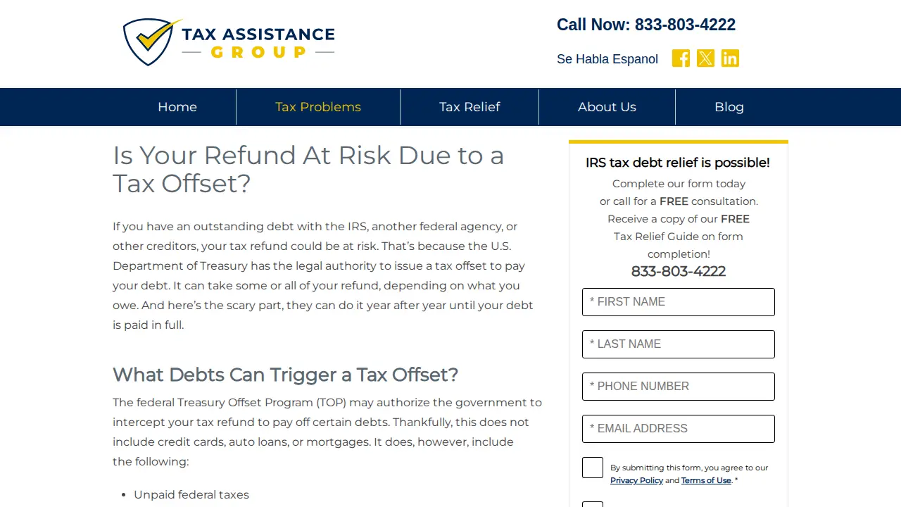 Tax Assistance Group page