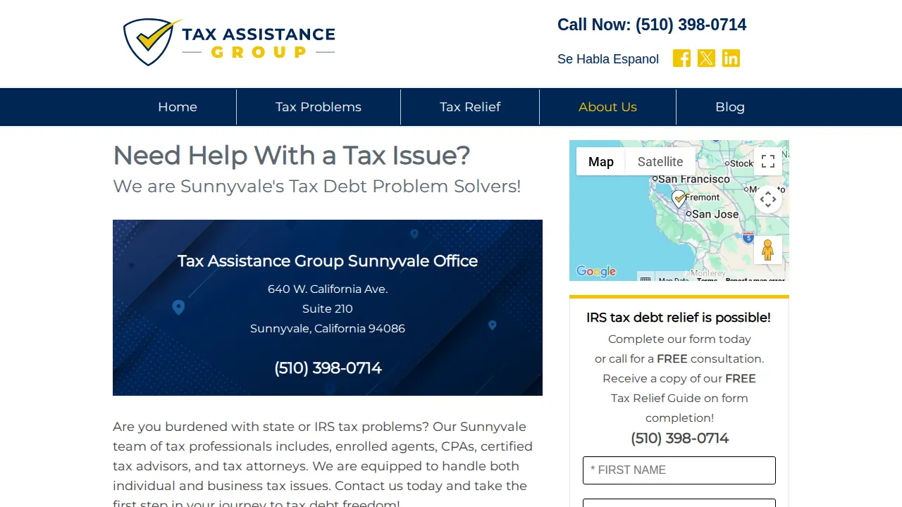Tax Assistance Group - Sunnyvale page