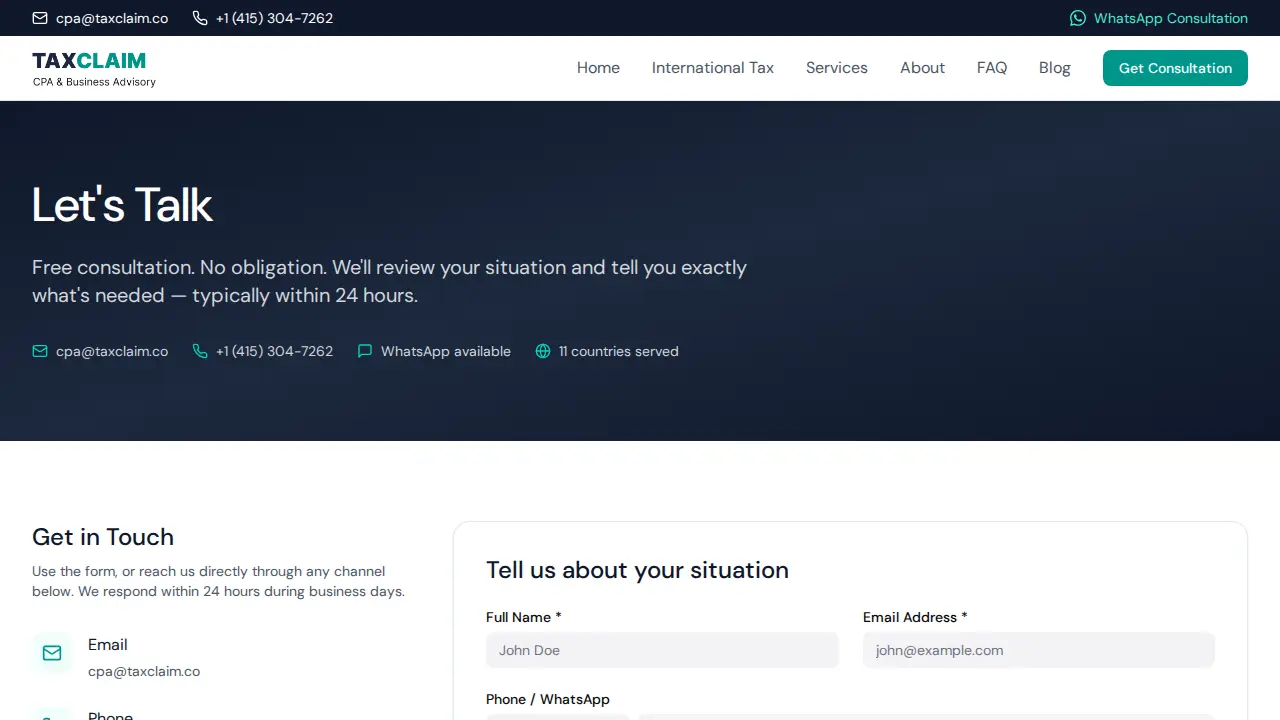TaxClaim page