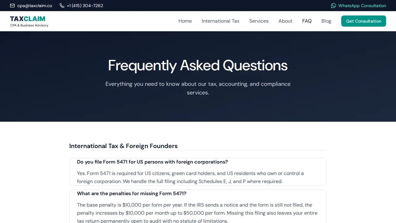 TaxClaim page