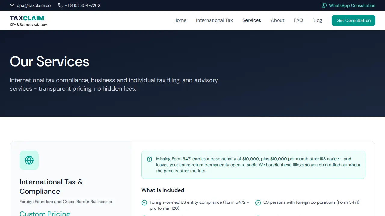 TaxClaim page