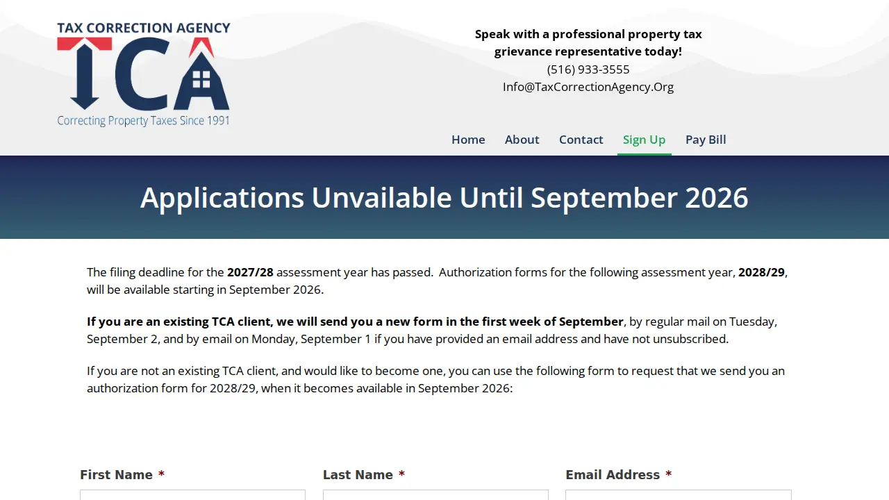Tax Correction Agency page