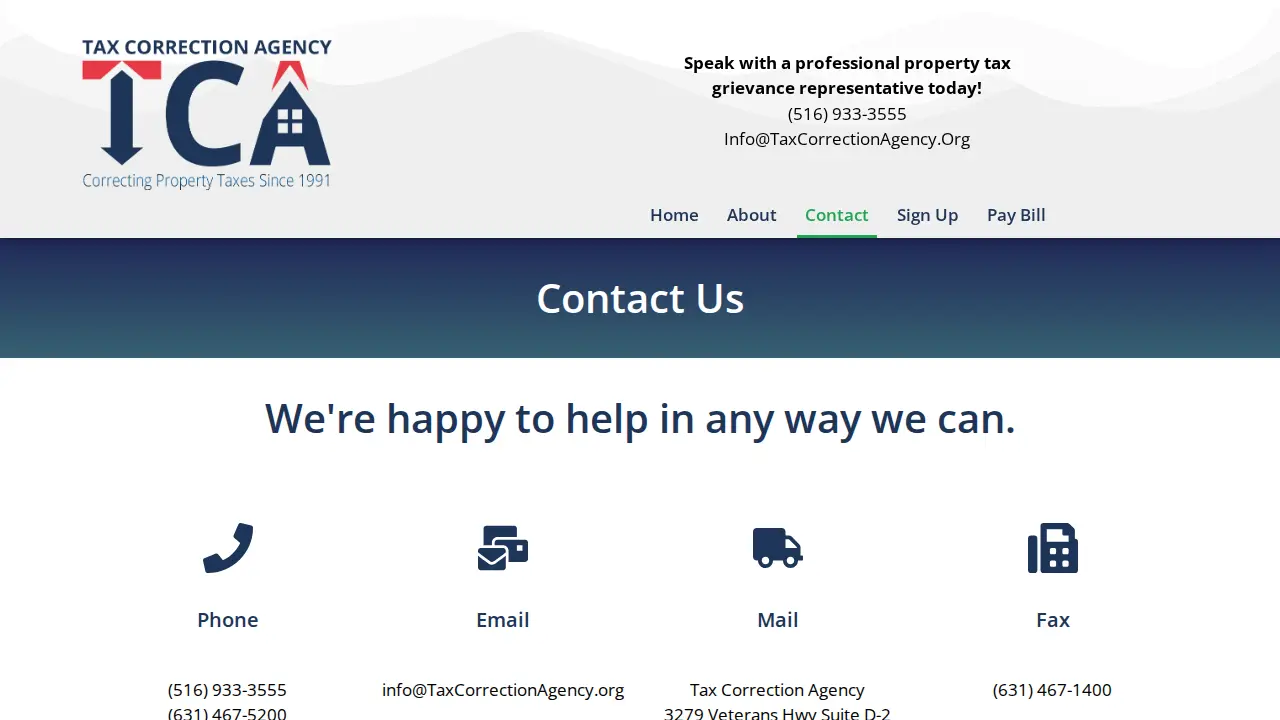 Tax Correction Agency page