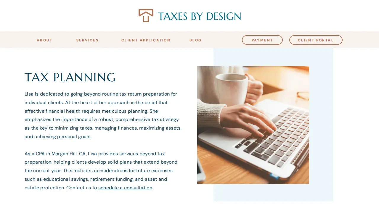 Lisa C Silva, CPA - Taxes By Design page