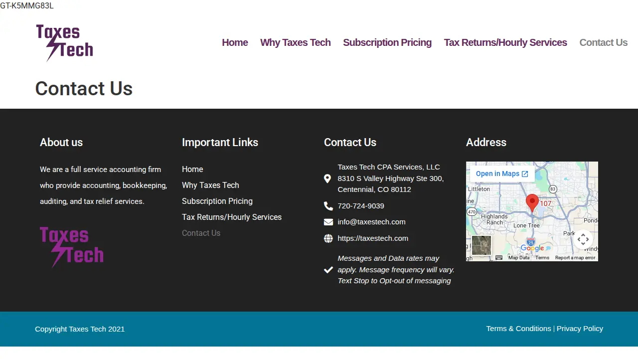 TaxesTech CPA Services and Online CPA page