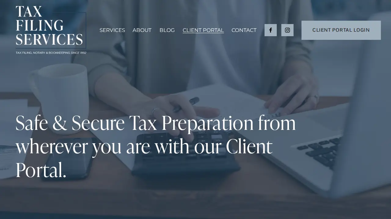 Tax Filing Services page