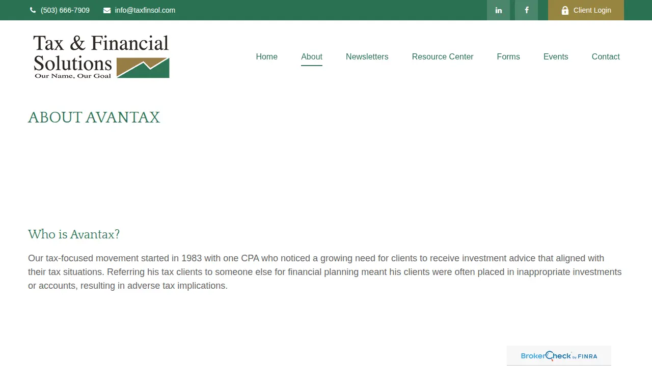 Tax & Financial Solutions Inc page
