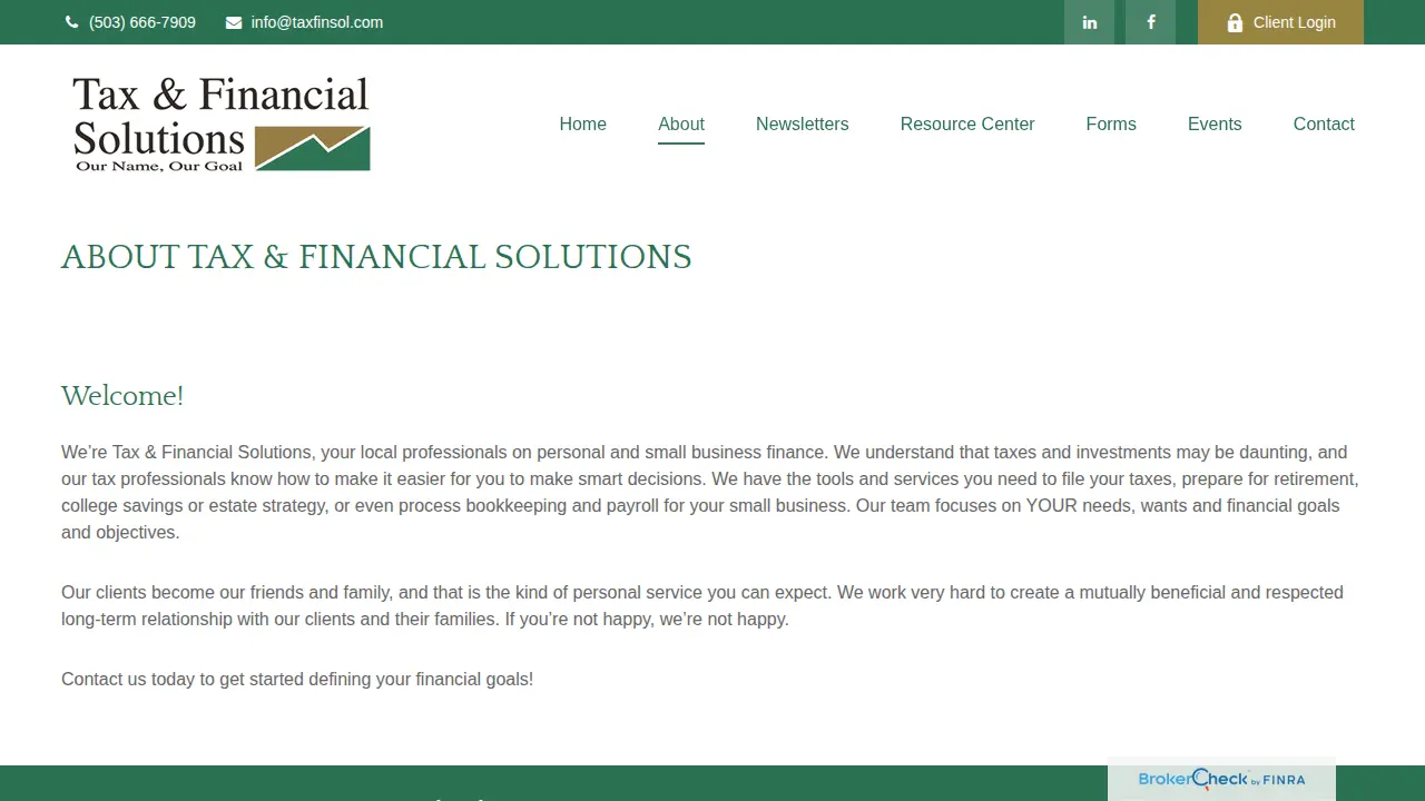 Tax & Financial Solutions Inc page