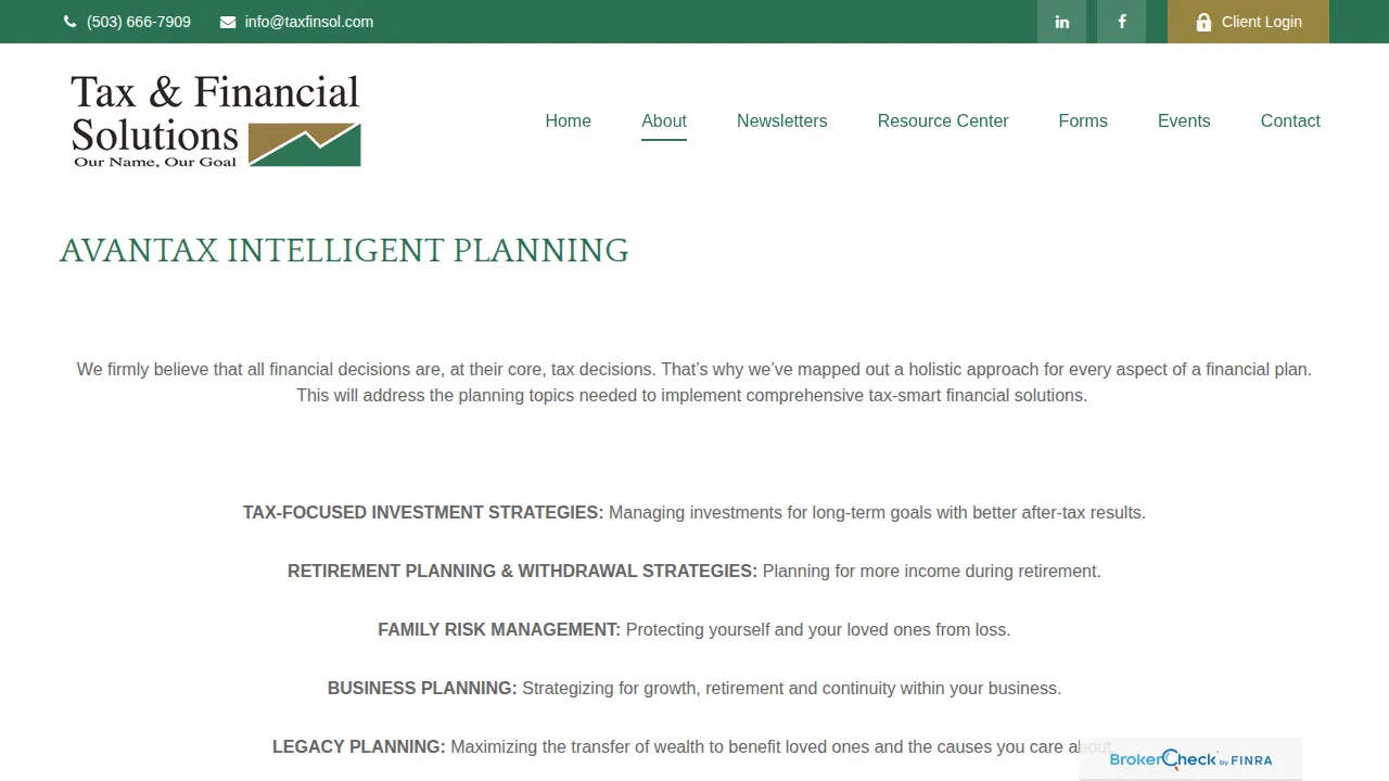 Tax & Financial Solutions Inc page