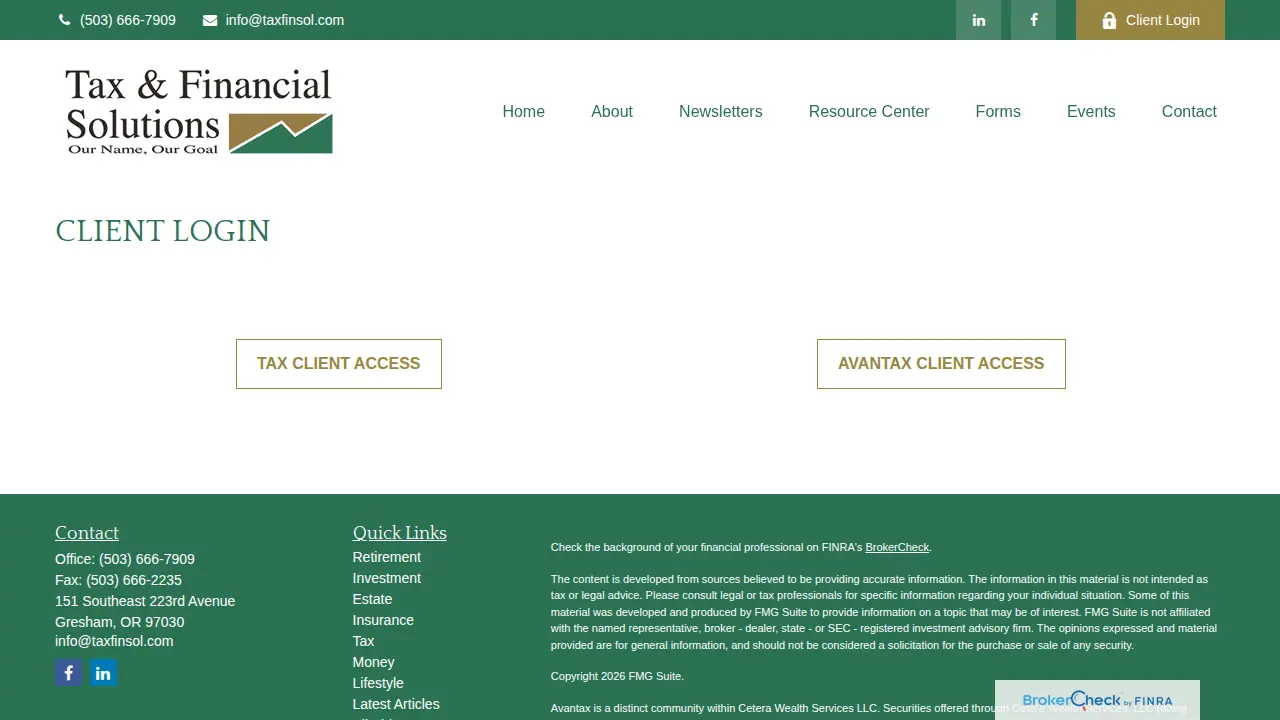 Tax & Financial Solutions Inc page