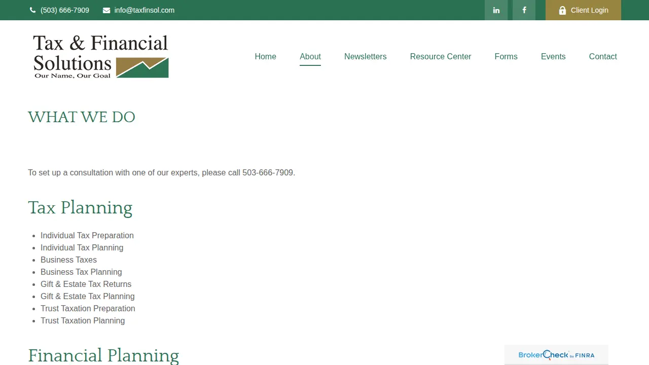 Tax & Financial Solutions Inc page