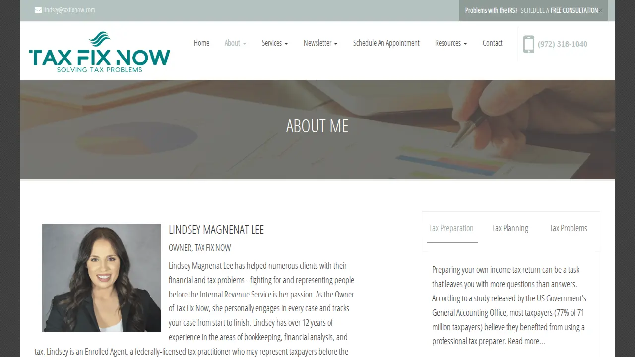 Tax Fix Now page