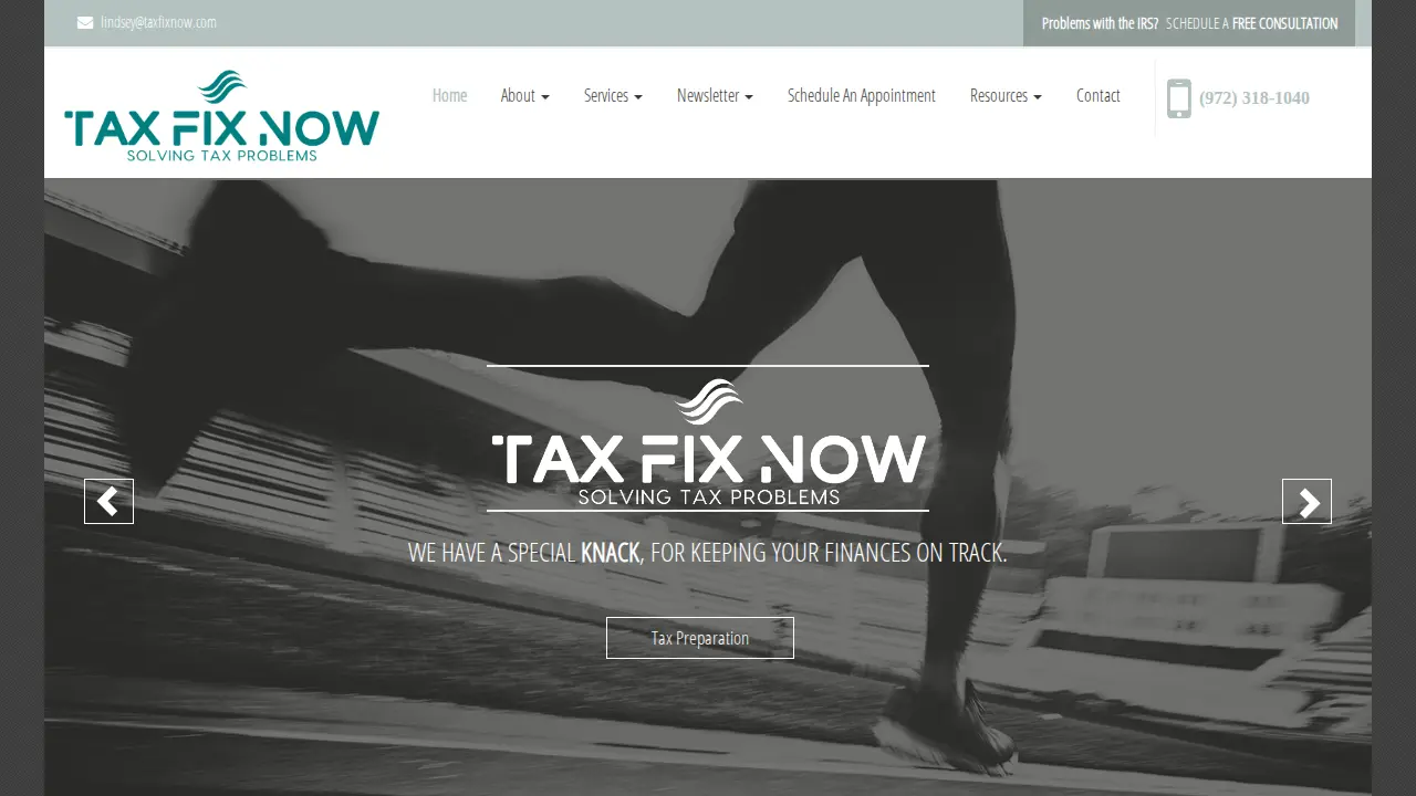Tax Fix Now page