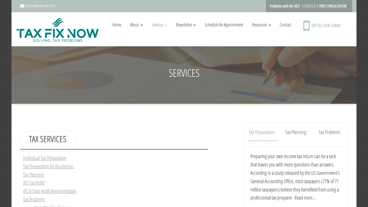 Tax Fix Now page
