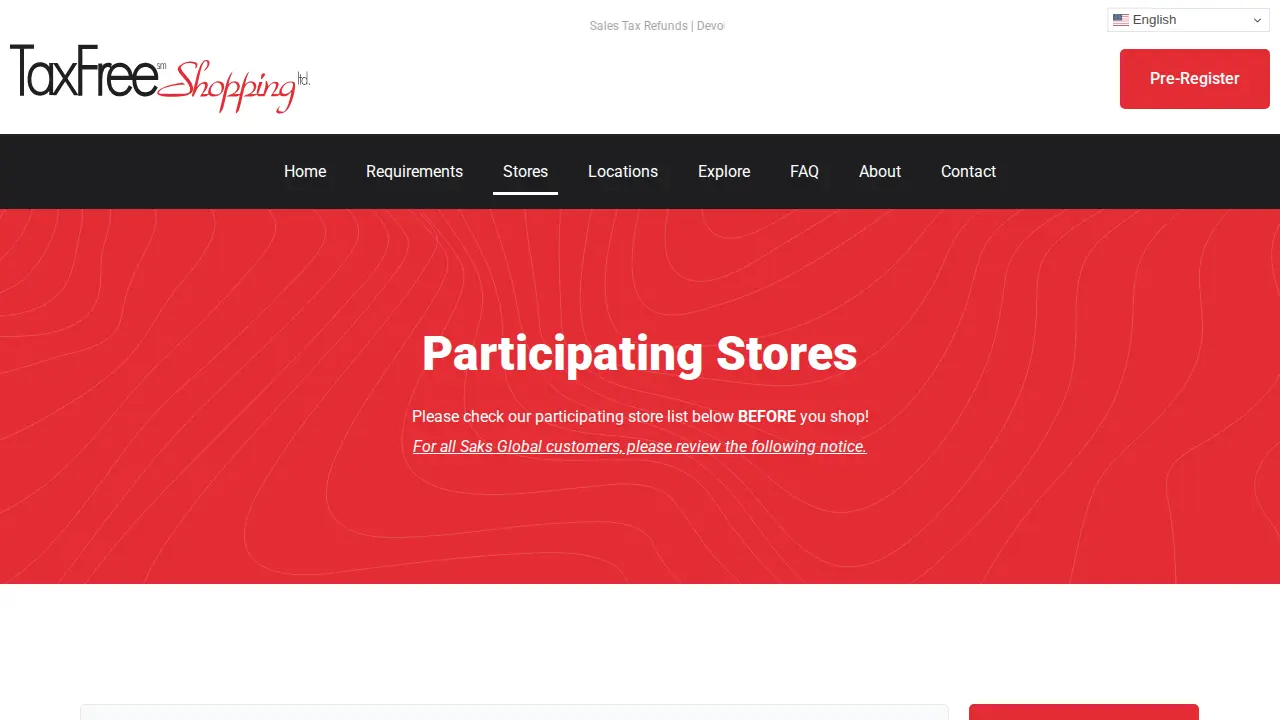 TaxFree Shopping page