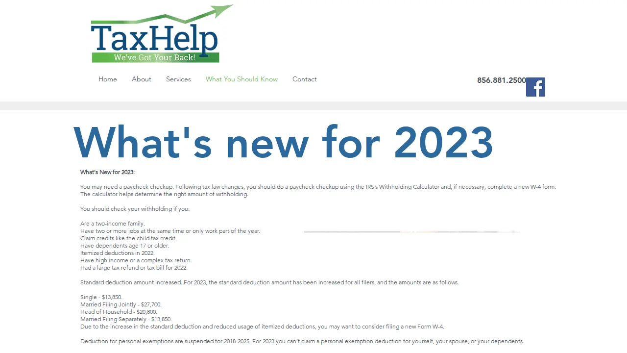 Tax Help page
