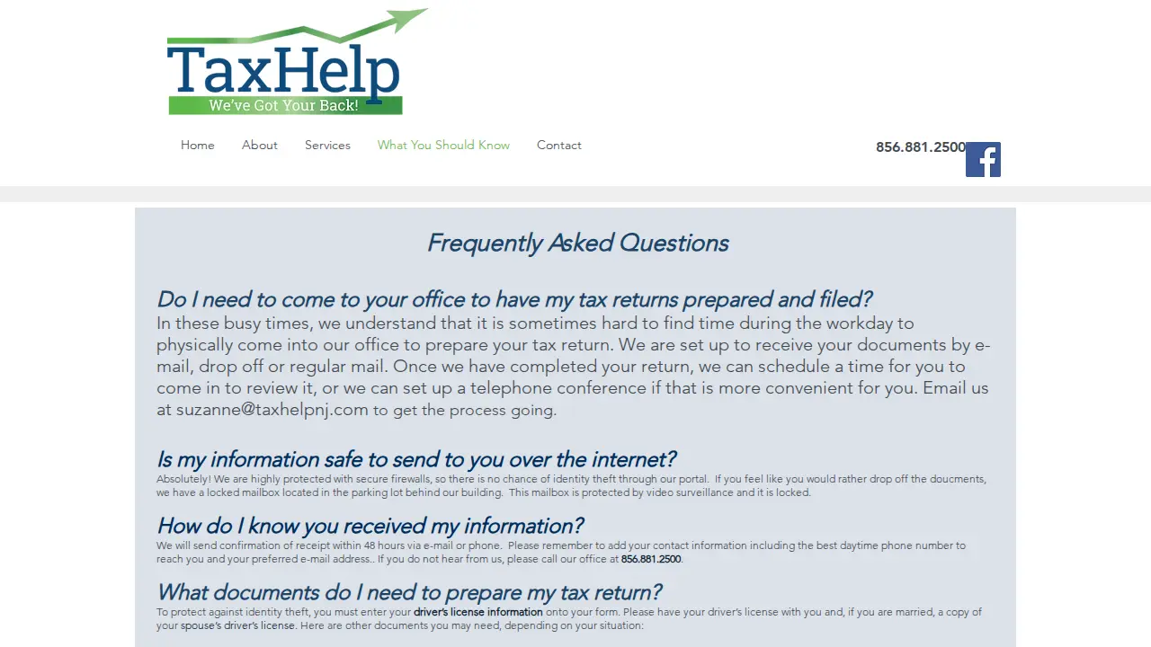 Tax Help page