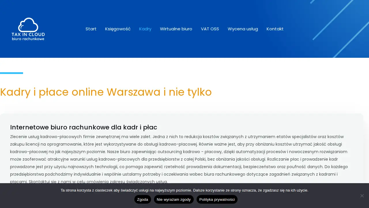 TAX IN CLOUD Biuro Rachunkowe Warszawa page