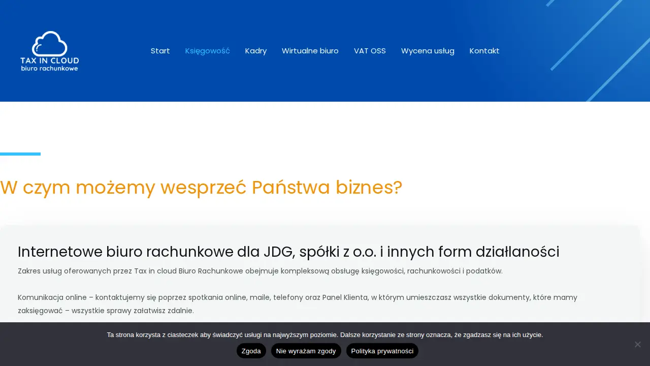 TAX IN CLOUD Biuro Rachunkowe Warszawa page