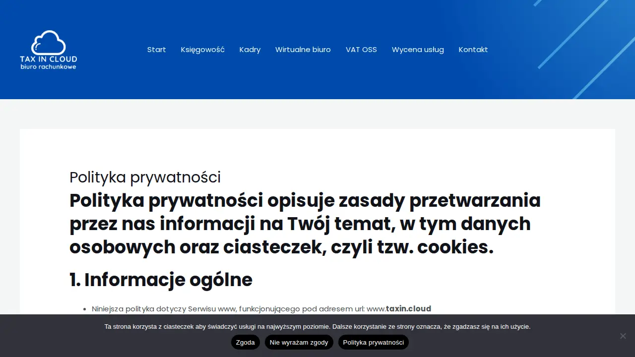 TAX IN CLOUD Biuro Rachunkowe Warszawa page