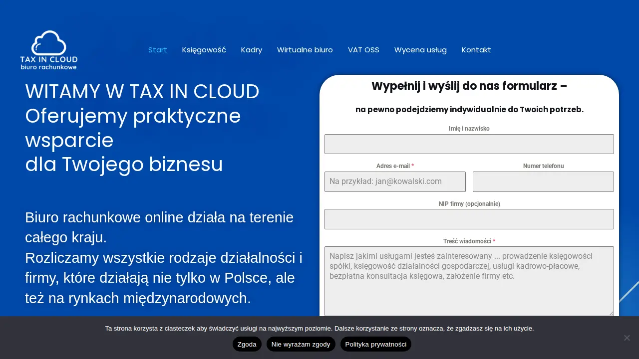 TAX IN CLOUD Biuro Rachunkowe Warszawa website