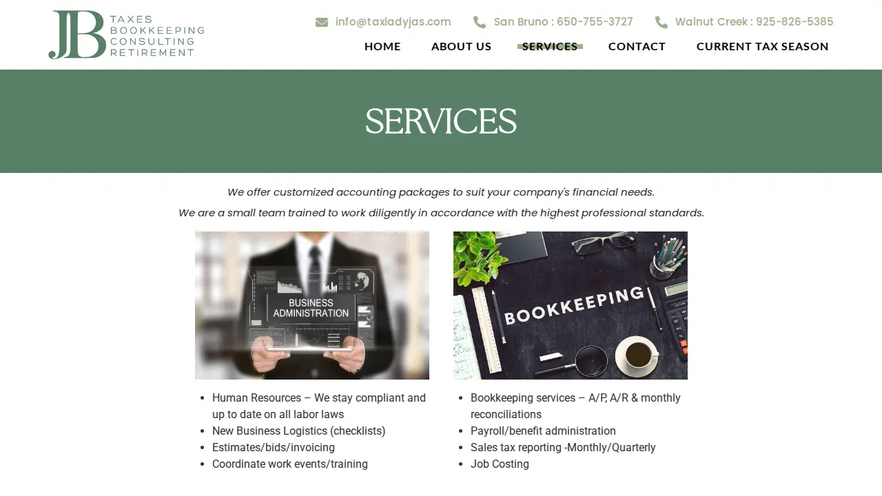 JB Bookkeeping & Taxes page