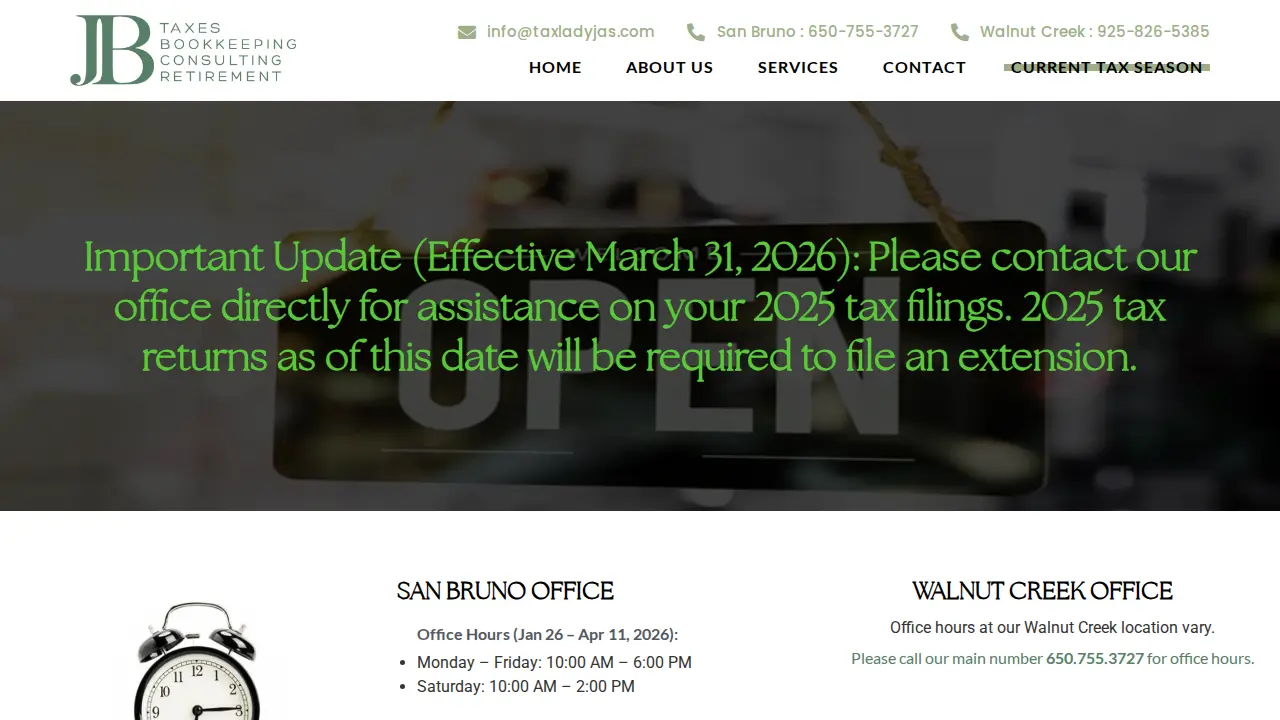 JB Bookkeeping & Taxes page