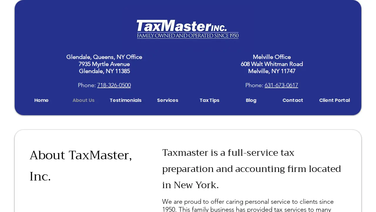 Taxmaster of Melville, Inc. page