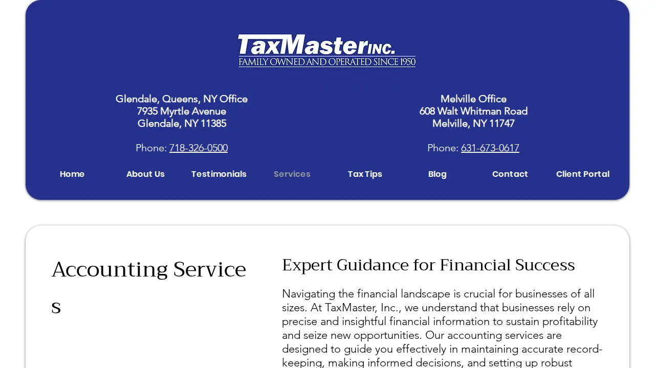 Taxmaster of Melville, Inc. page