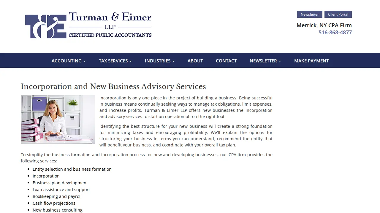 Turman & Eimer, LLP , Certified Public Accountants page