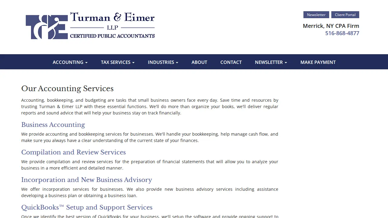 Turman & Eimer, LLP , Certified Public Accountants page